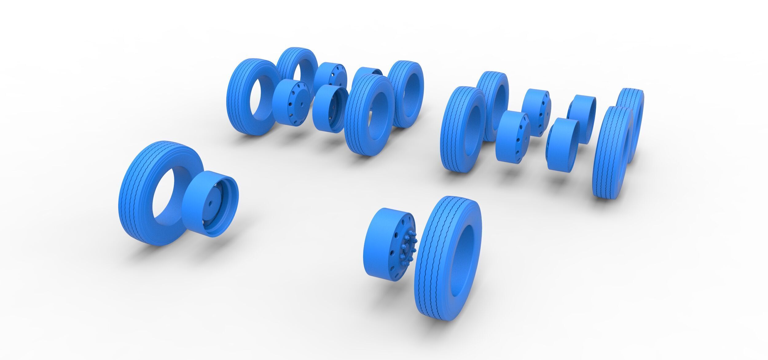 Wheel Set of Vintage GATR Racing Semi truck V3 Scale 1 to 25 3D print model_8