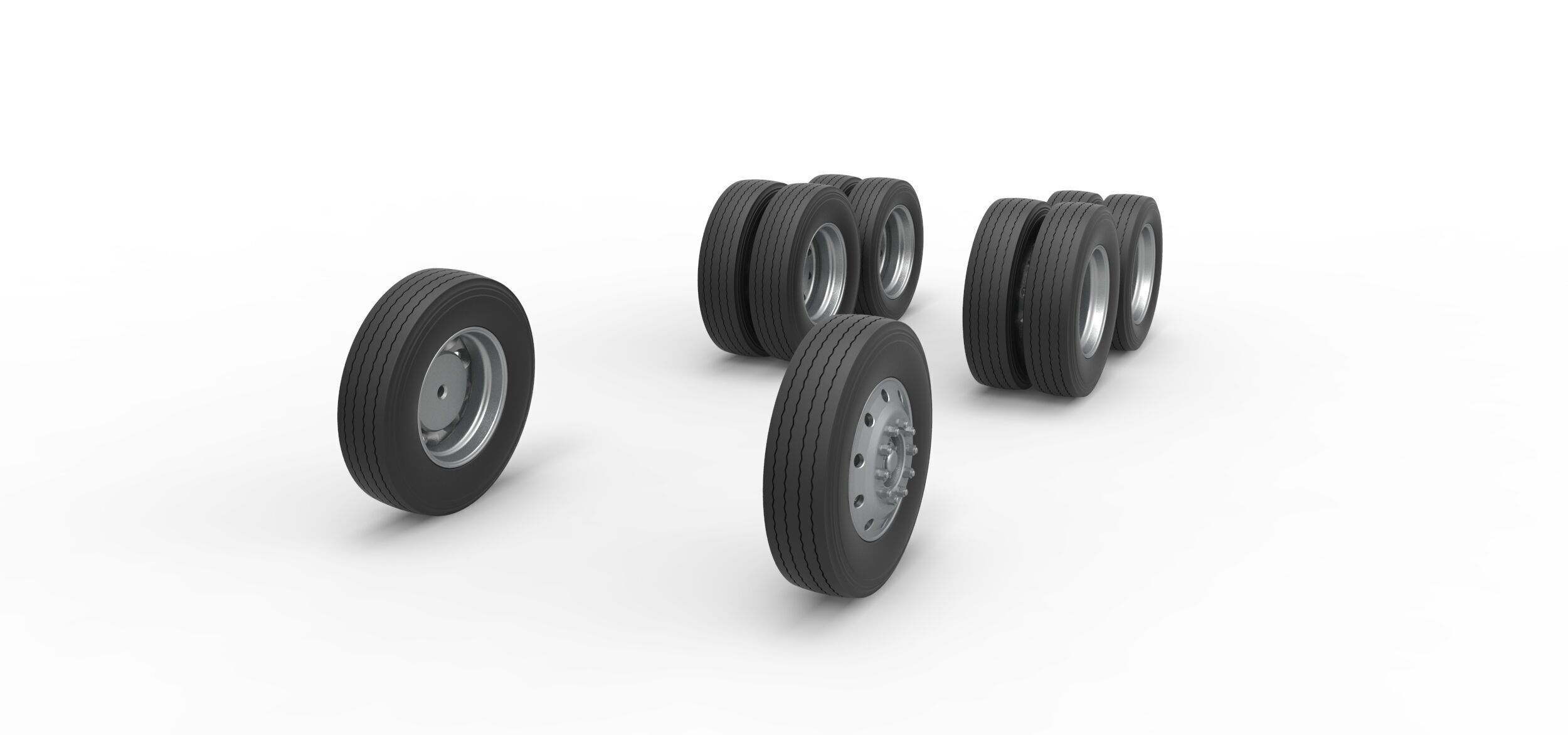 Wheel Set of Vintage GATR Racing Semi truck V3 Scale 1 to 25 3D print model_1