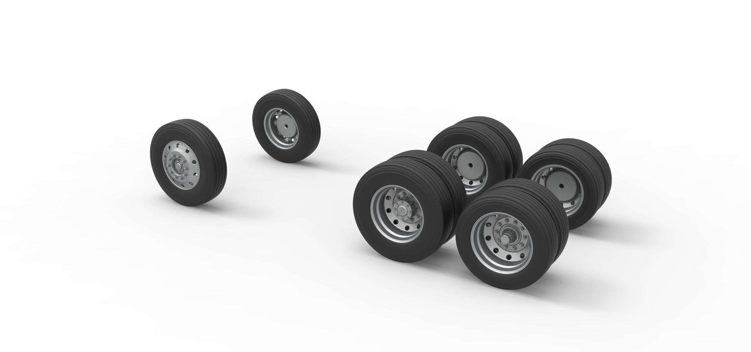 Wheel Set of Vintage GATR Racing Semi truck V3 Scale 1 to 25 3D print model_6