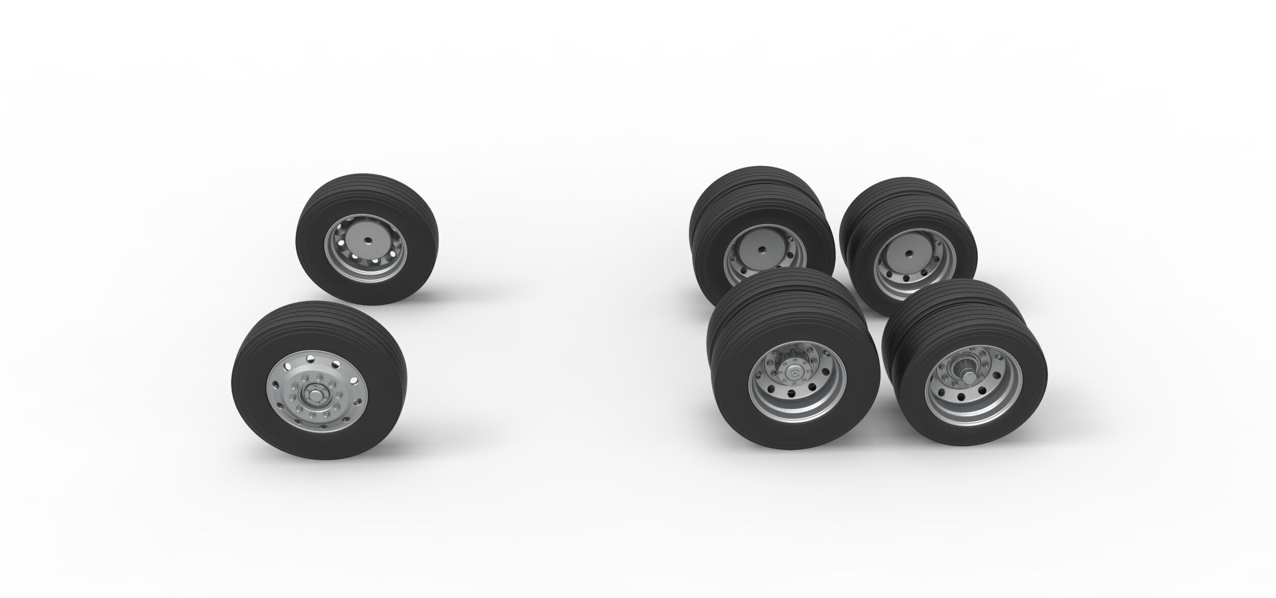 Wheel Set of Vintage GATR Racing Semi truck V3 Scale 1 to 25 3D print model_4