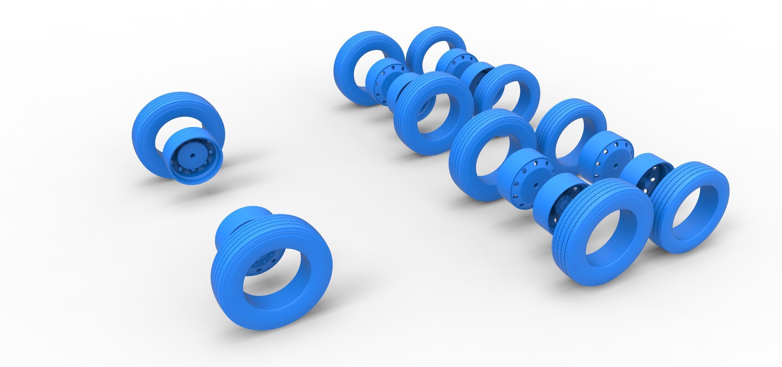 Wheel Set of Vintage GATR Racing Semi truck V3 Scale 1 to 25 3D print model_9