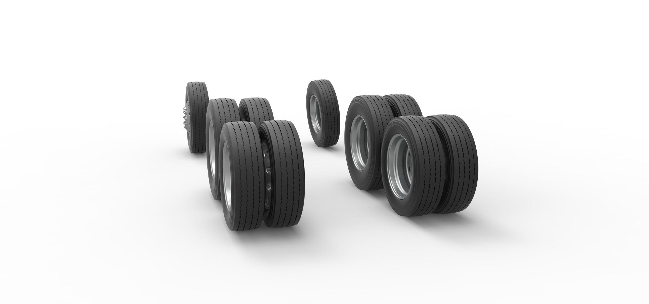 Wheel Set of Vintage GATR Racing Semi truck V3 Scale 1 to 25 3D print model_7