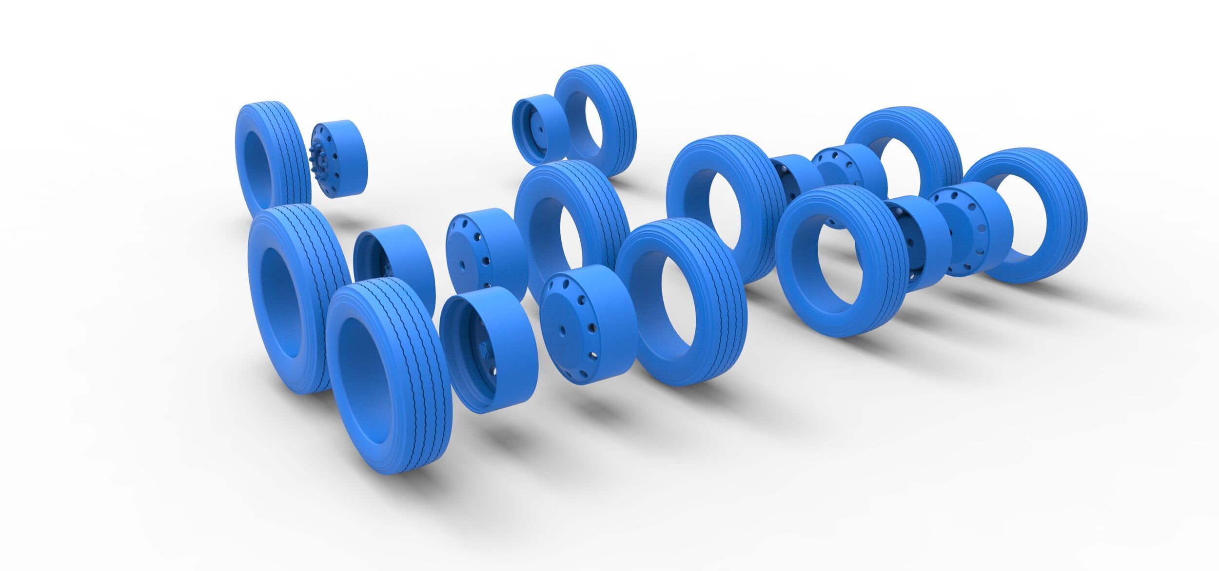 Wheel Set of Vintage GATR Racing Semi truck V3 Scale 1 to 25 3D print model_10