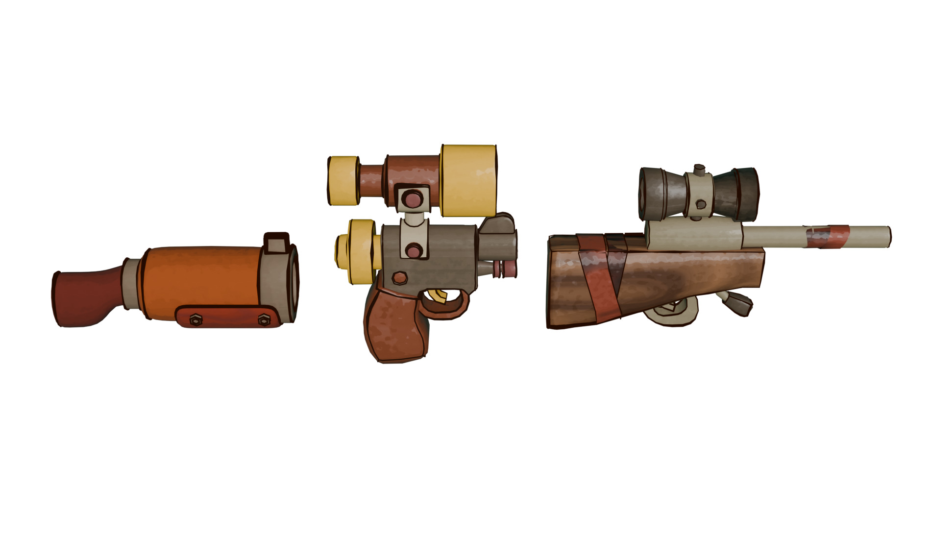 Cartoony Guns Free low-poly 3D model_1