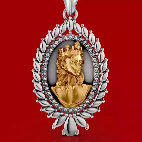 Queen pendant silver gold sterling printable jewelry 3D model