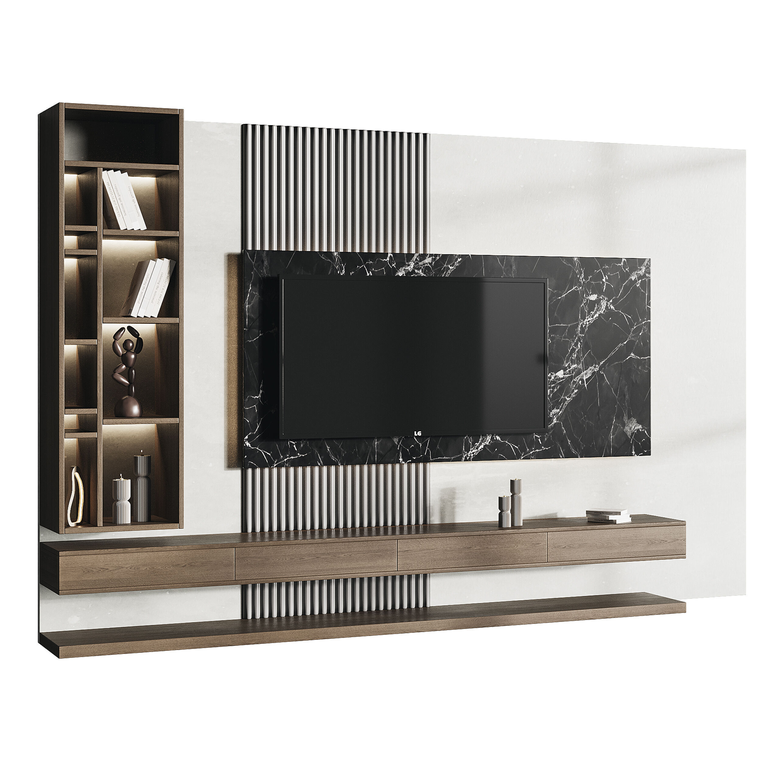 Modern TV Wall 02 3D model_7