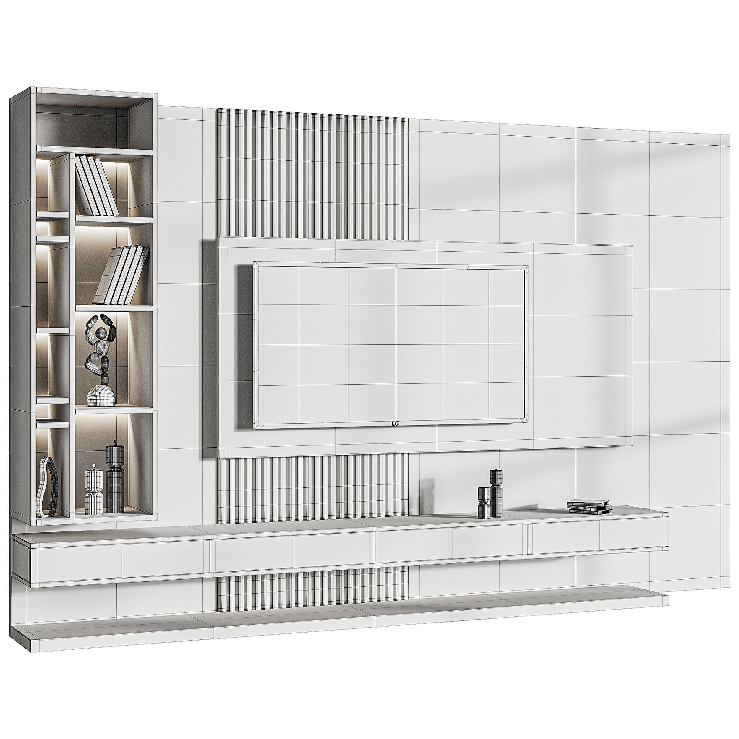 Modern TV Wall 02 3D model_13