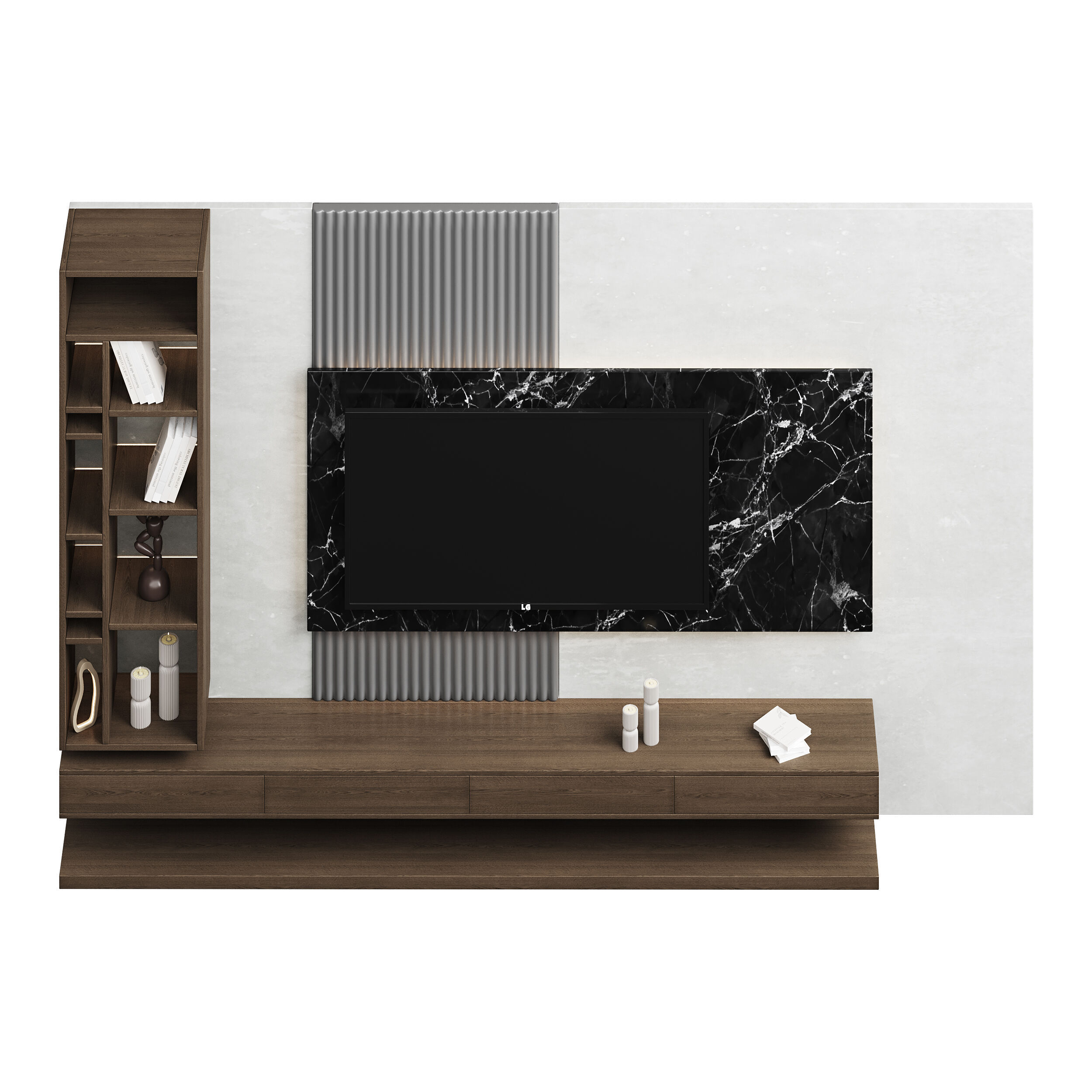 Modern TV Wall 02 3D model_1