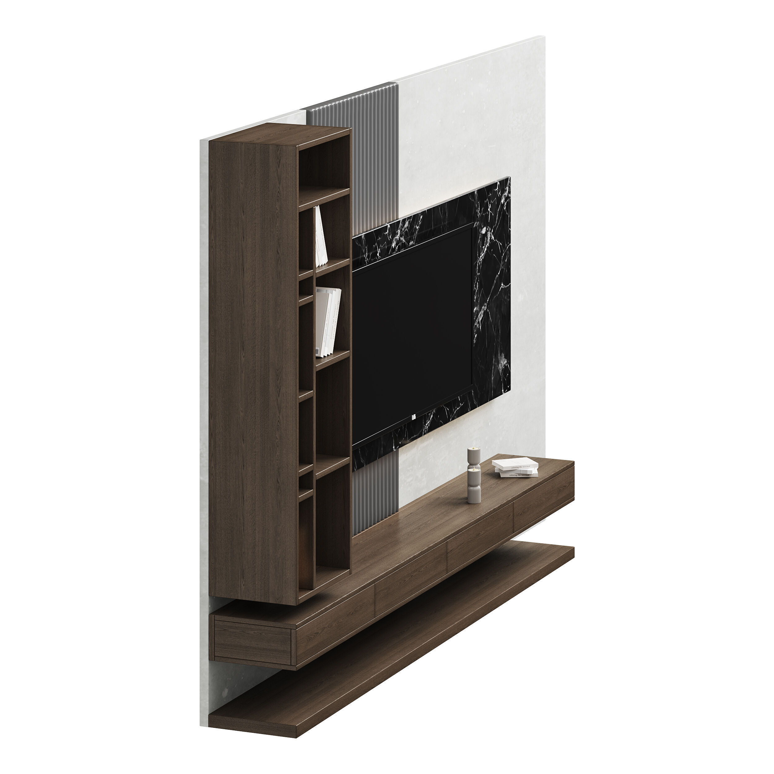 Modern TV Wall 02 3D model_2