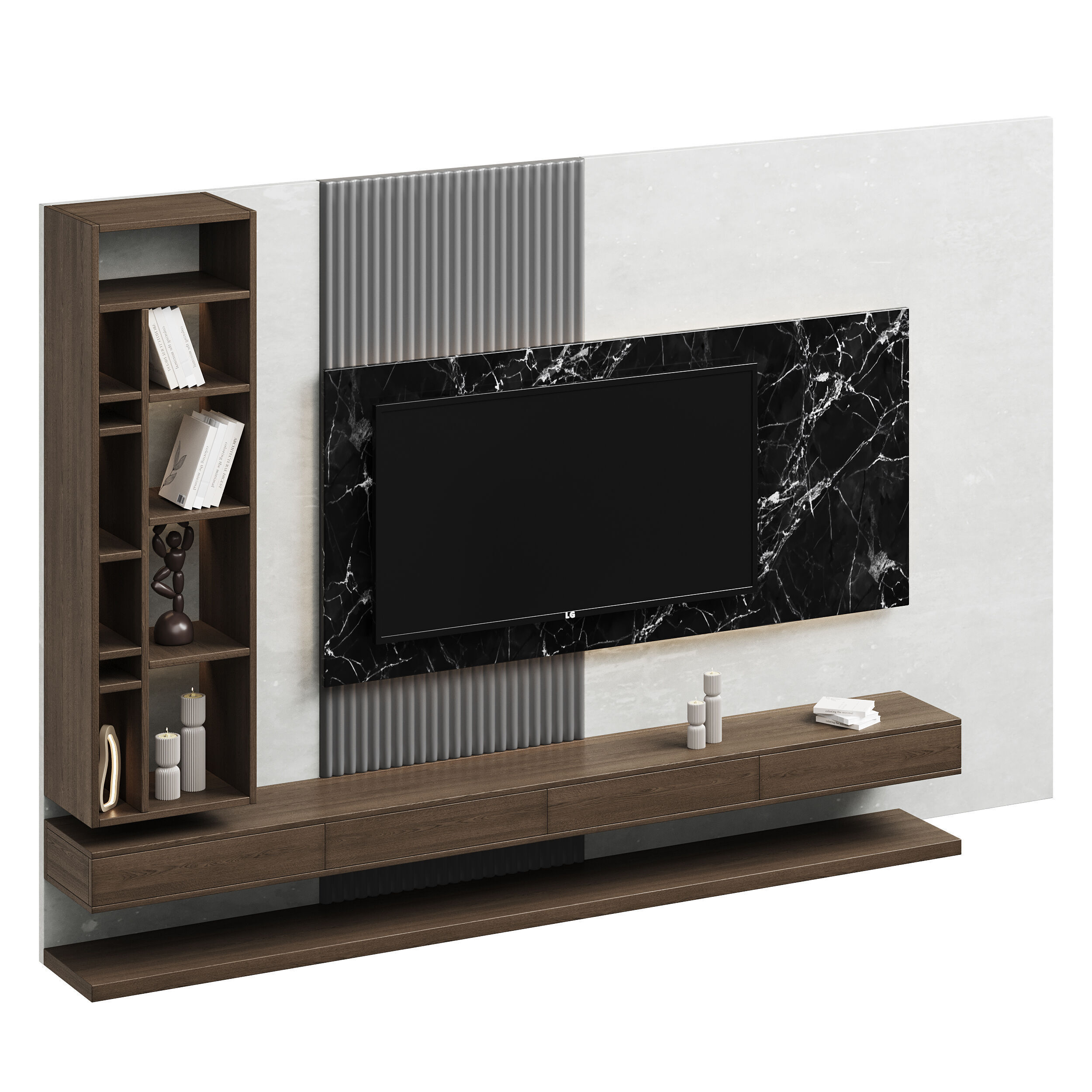 Modern TV Wall 02 3D model_3