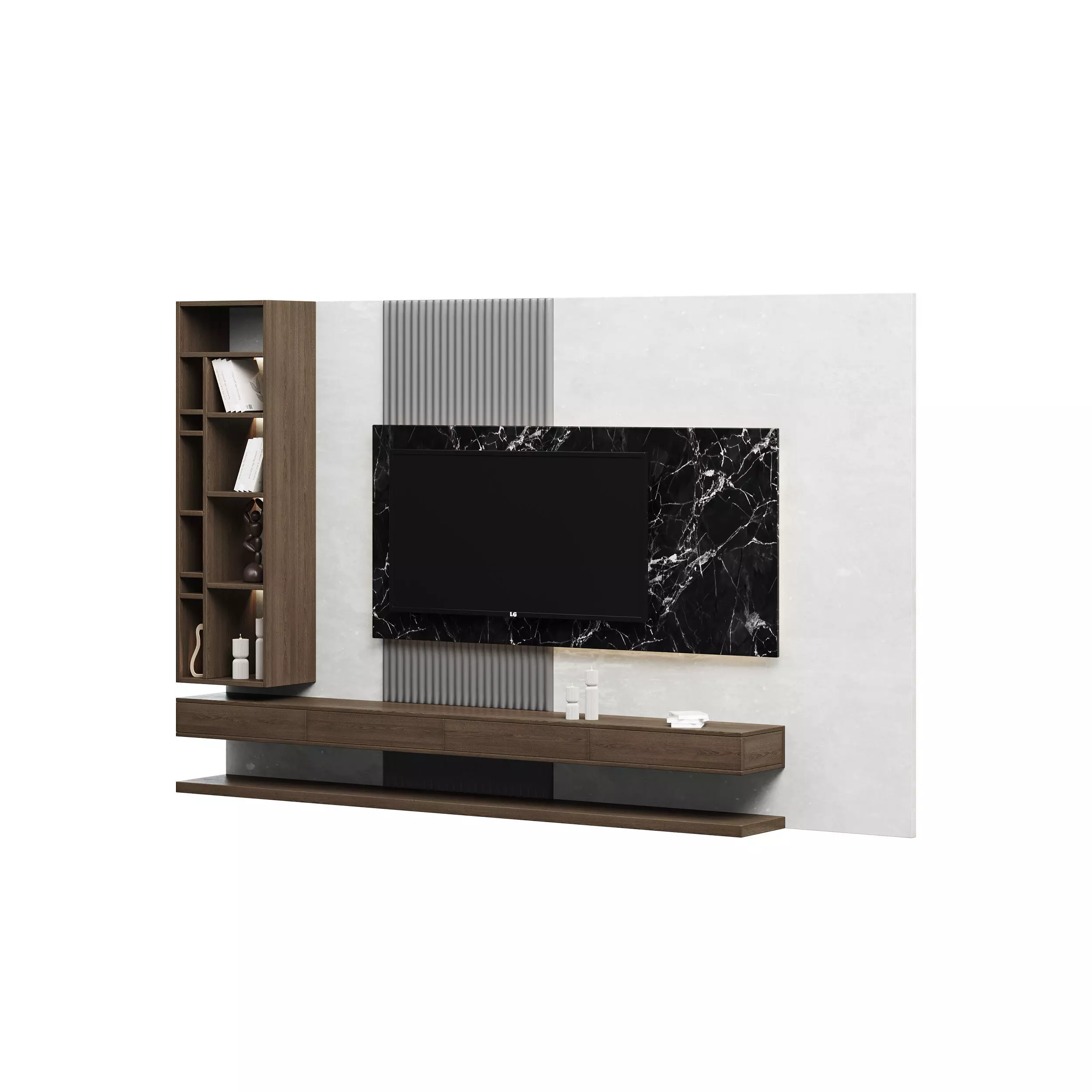 Modern TV Wall 02 3D model_0