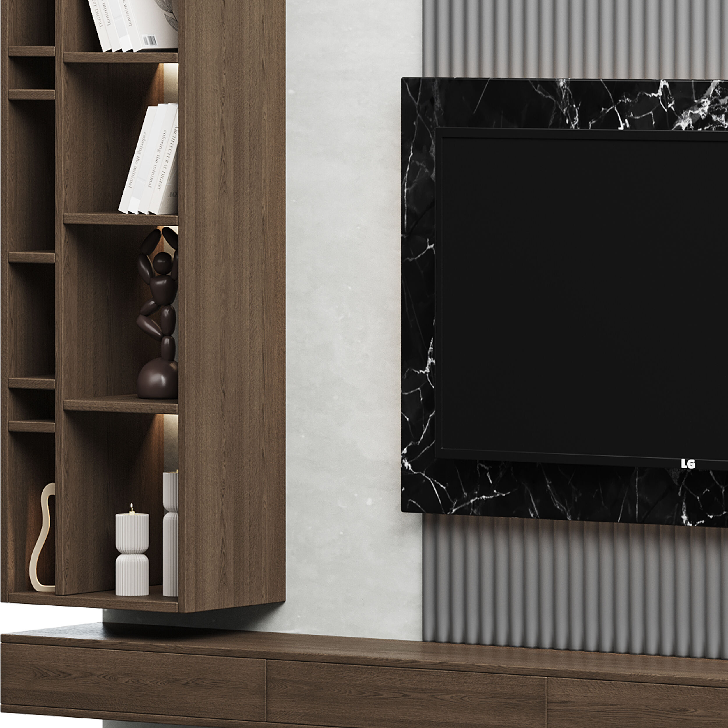 Modern TV Wall 02 3D model_10