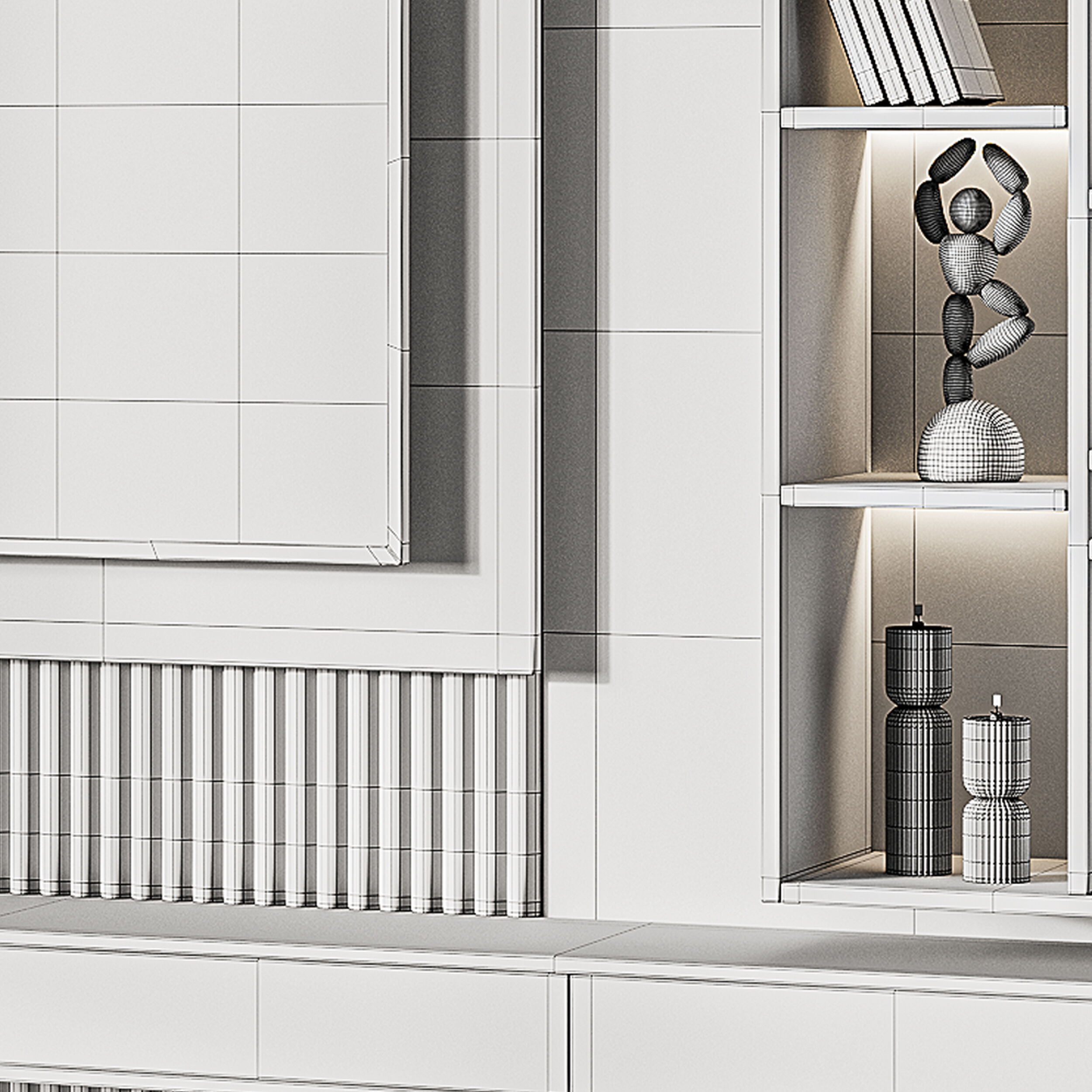 Modern TV Wall 02 3D model_14