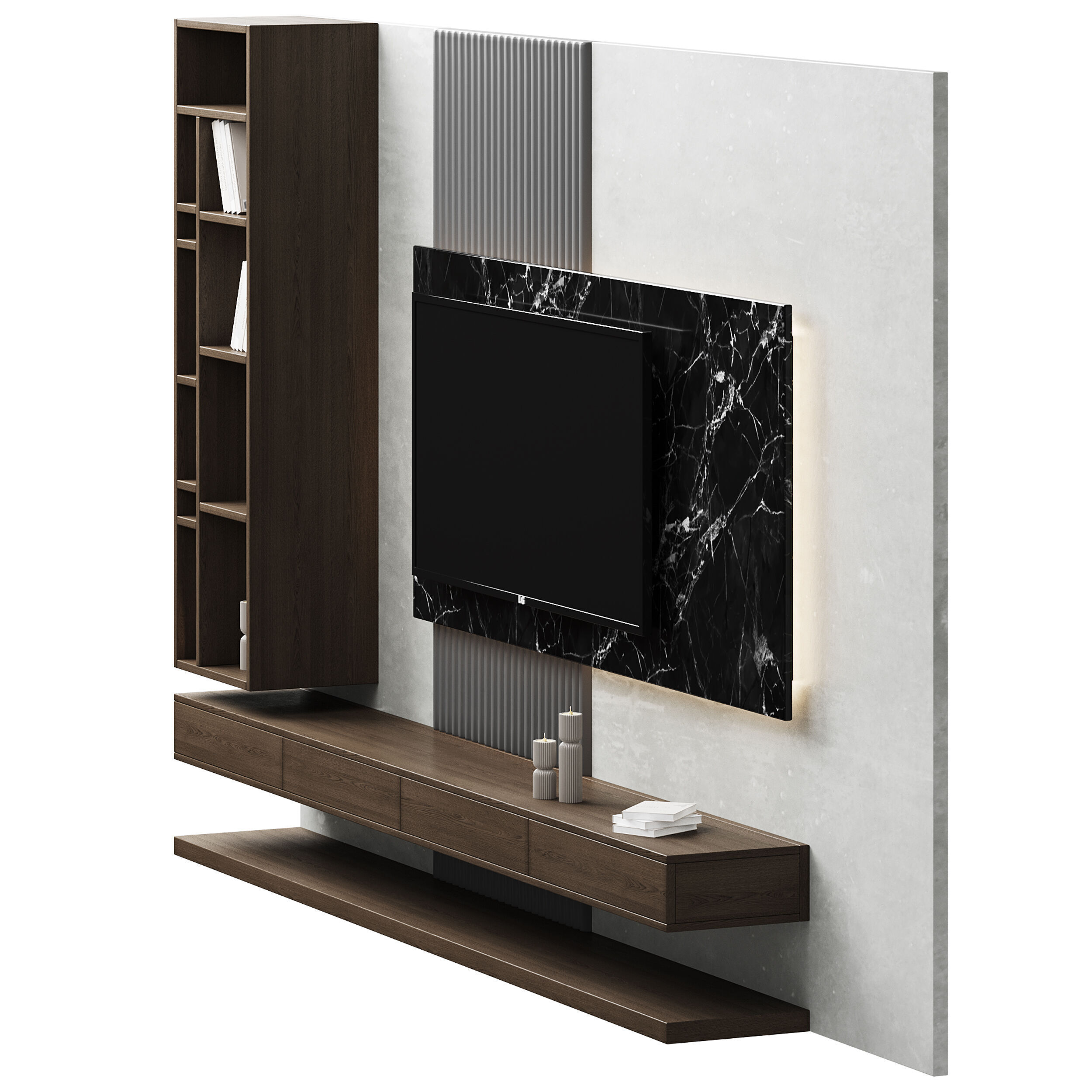 Modern TV Wall 02 3D model_4