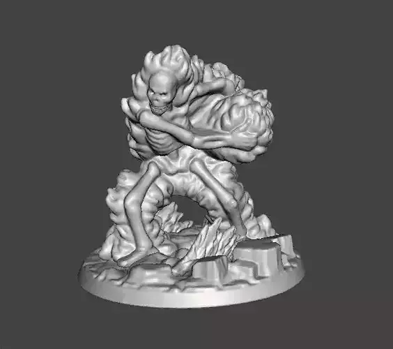 FIREBALL SKELETON HADOUKEN MINIATURE MODEL FOR FANTASY GAMES RPG