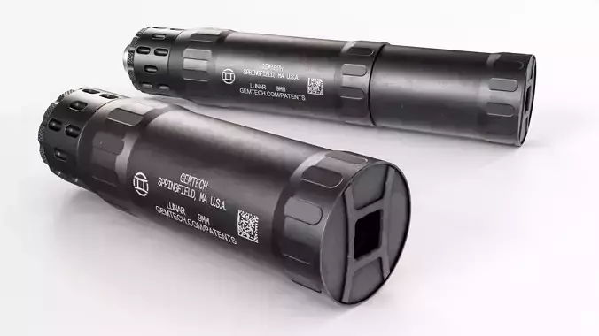 Gemtech Lunar 9 Handgun Suppressor Low-poly 3D model