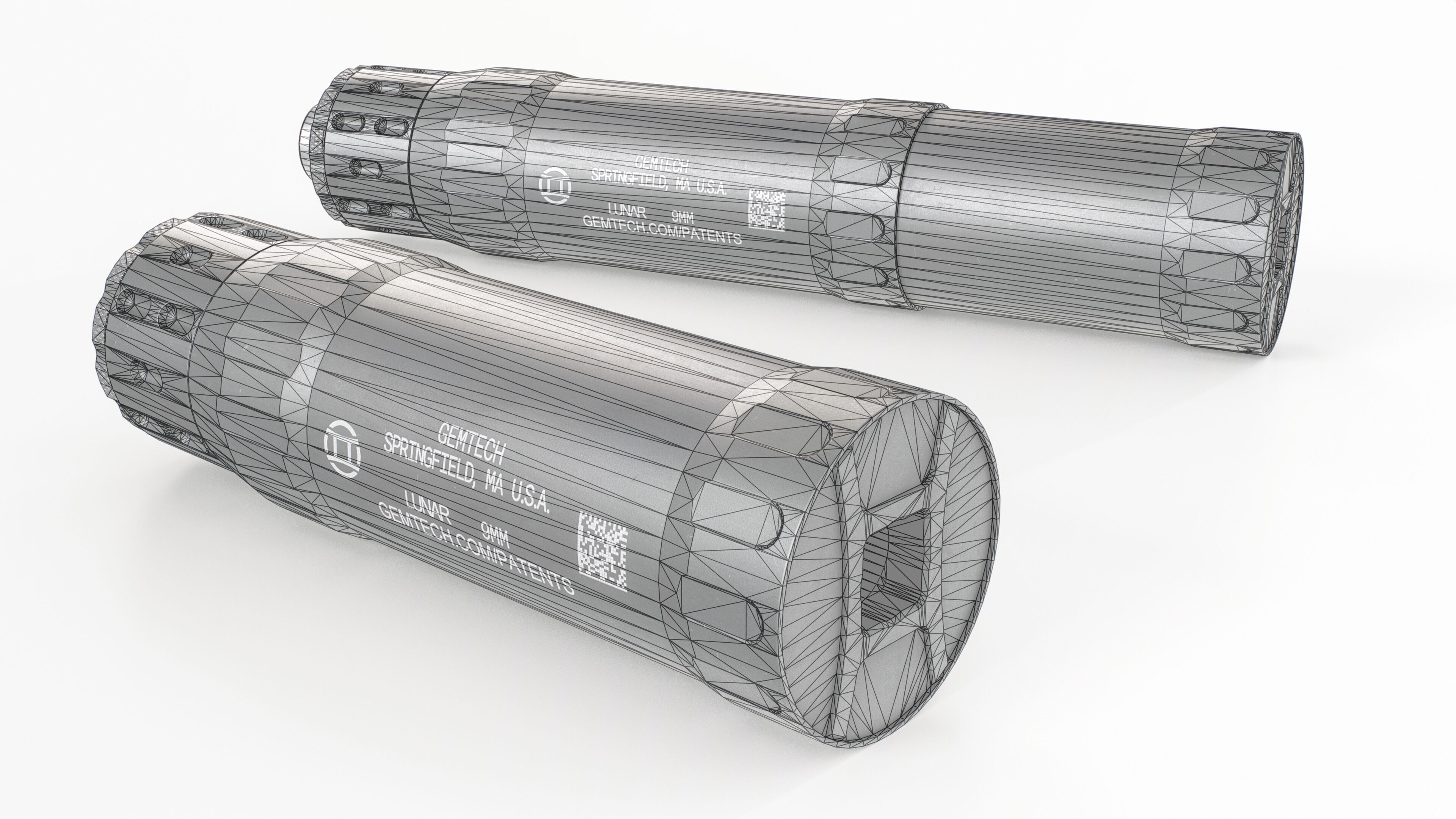 Gemtech Lunar 9 Handgun Suppressor Low-poly 3D model_1