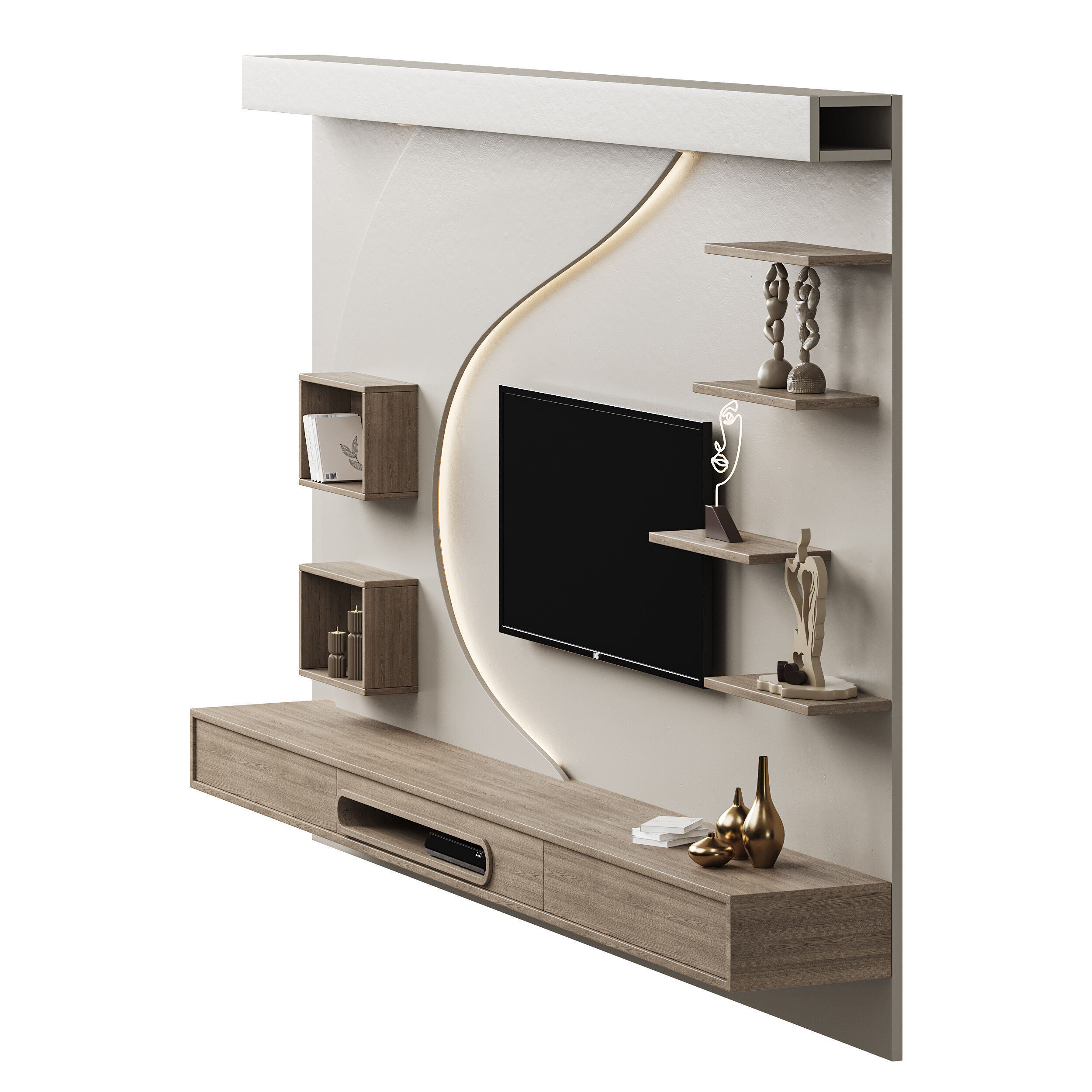 Modern TV Wall 06 3D model_4