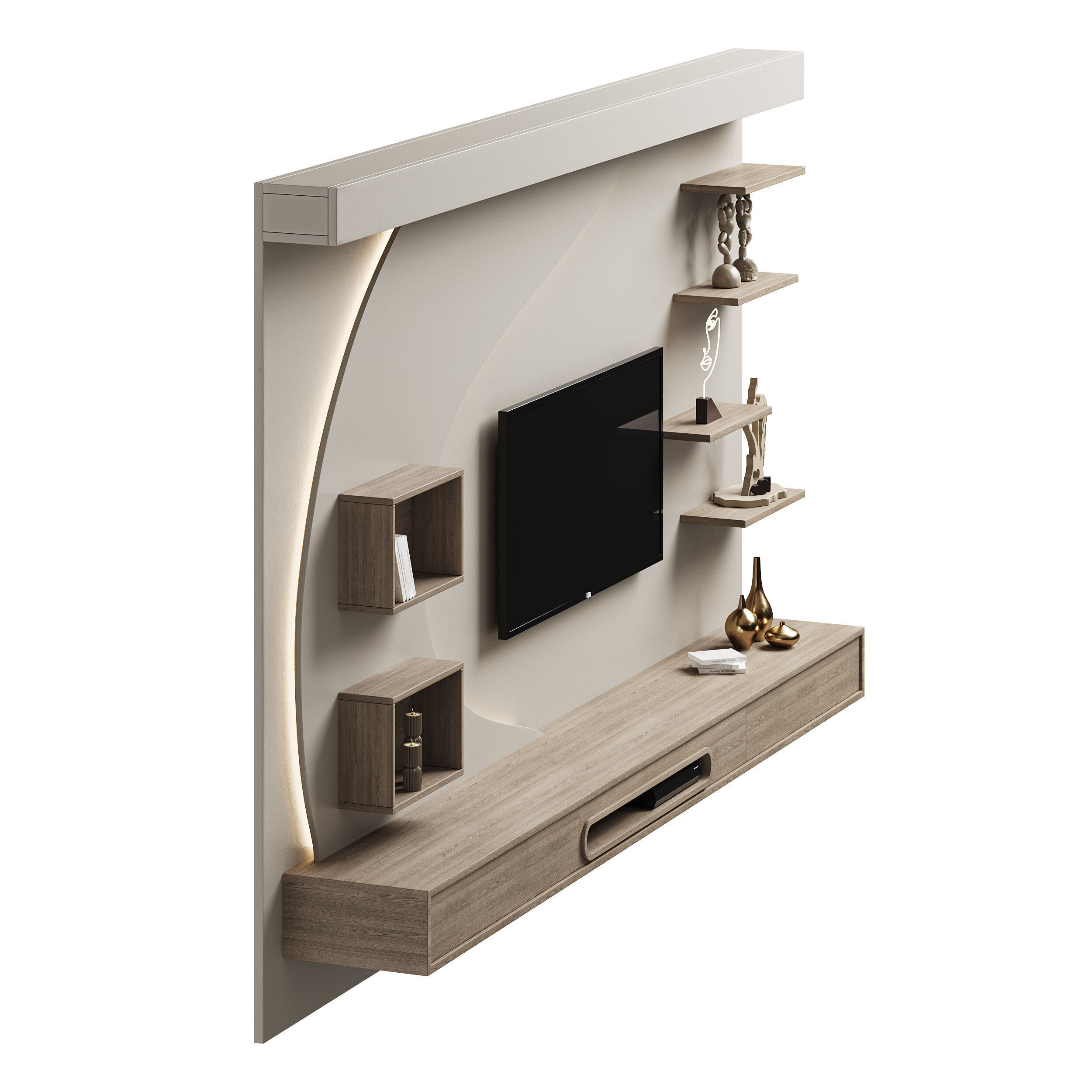 Modern TV Wall 06 3D model_2