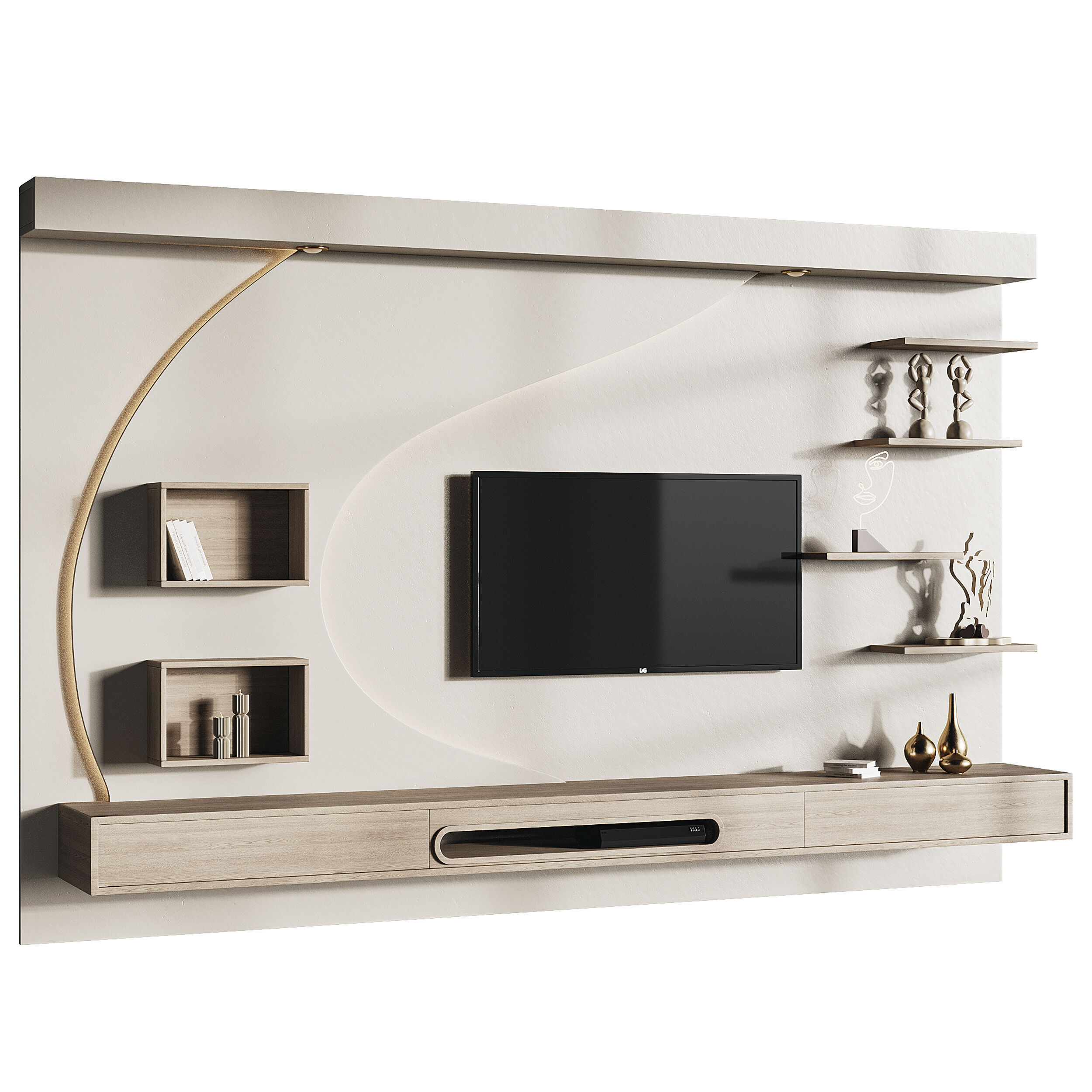 Modern TV Wall 06 3D model_7