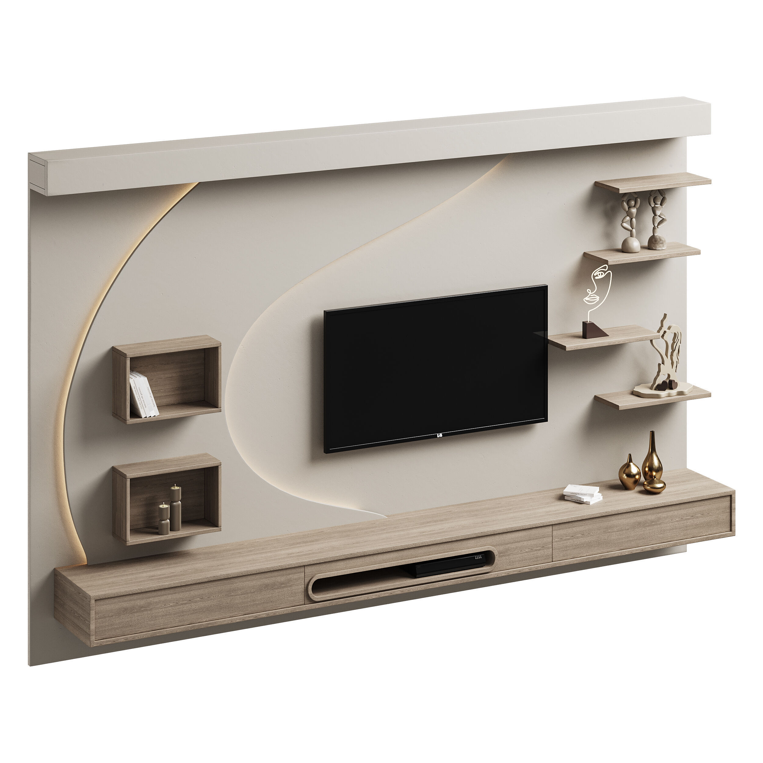 Modern TV Wall 06 3D model_3