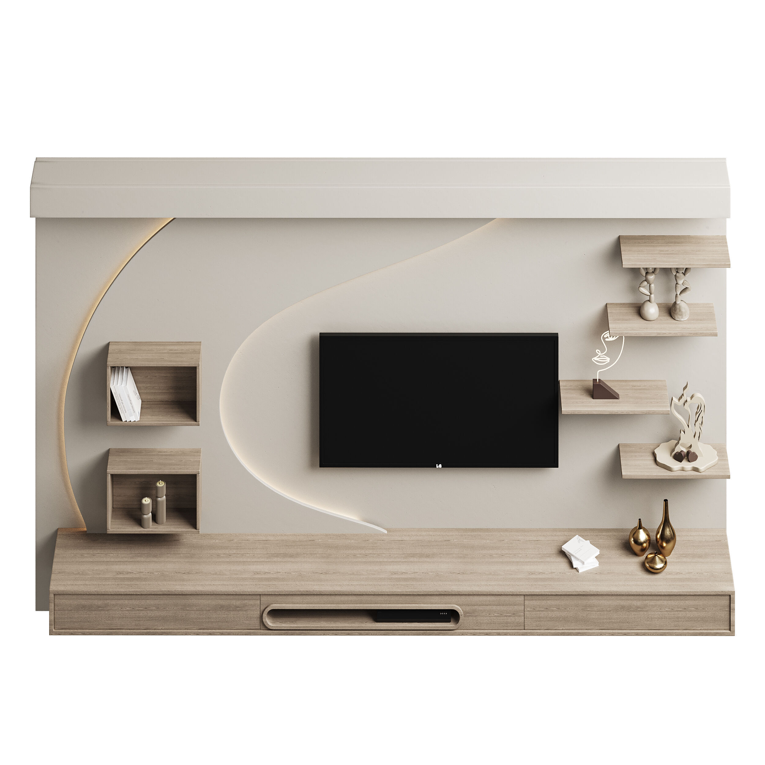 Modern TV Wall 06 3D model_1