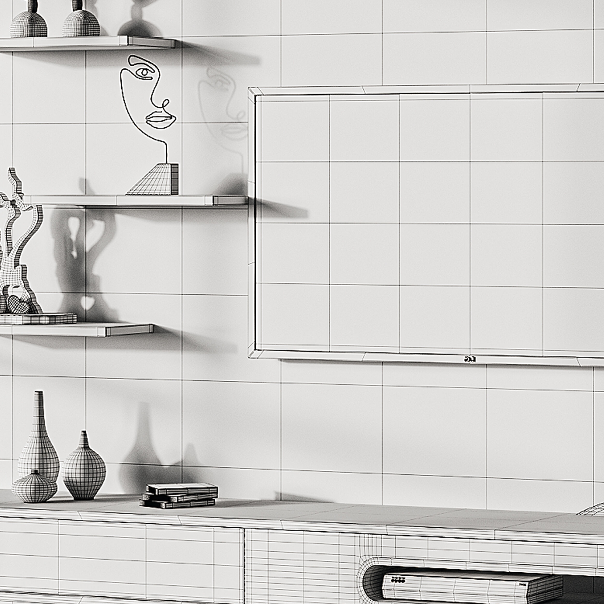 Modern TV Wall 06 3D model_14