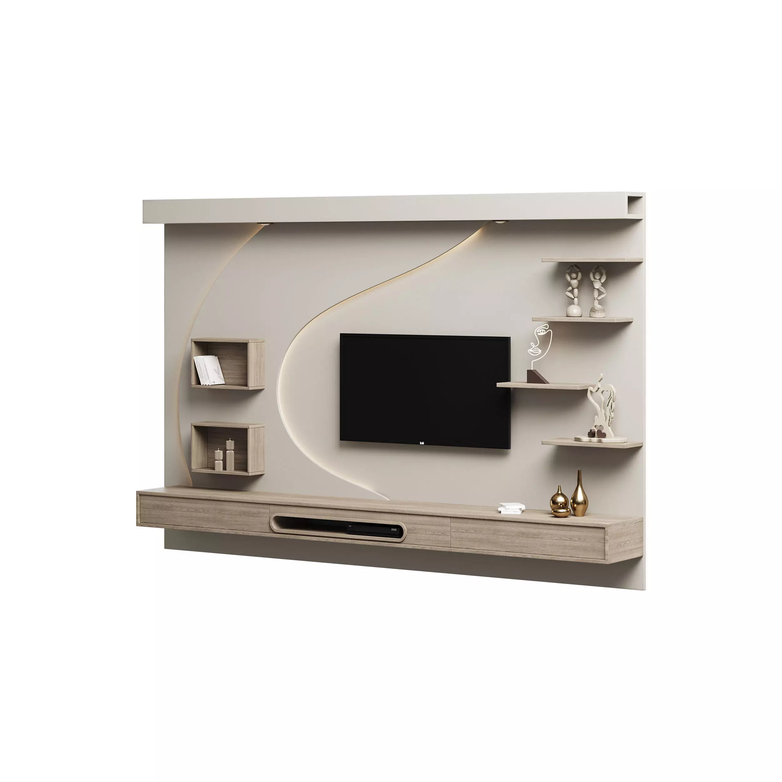 Modern TV Wall 06 3D model_0