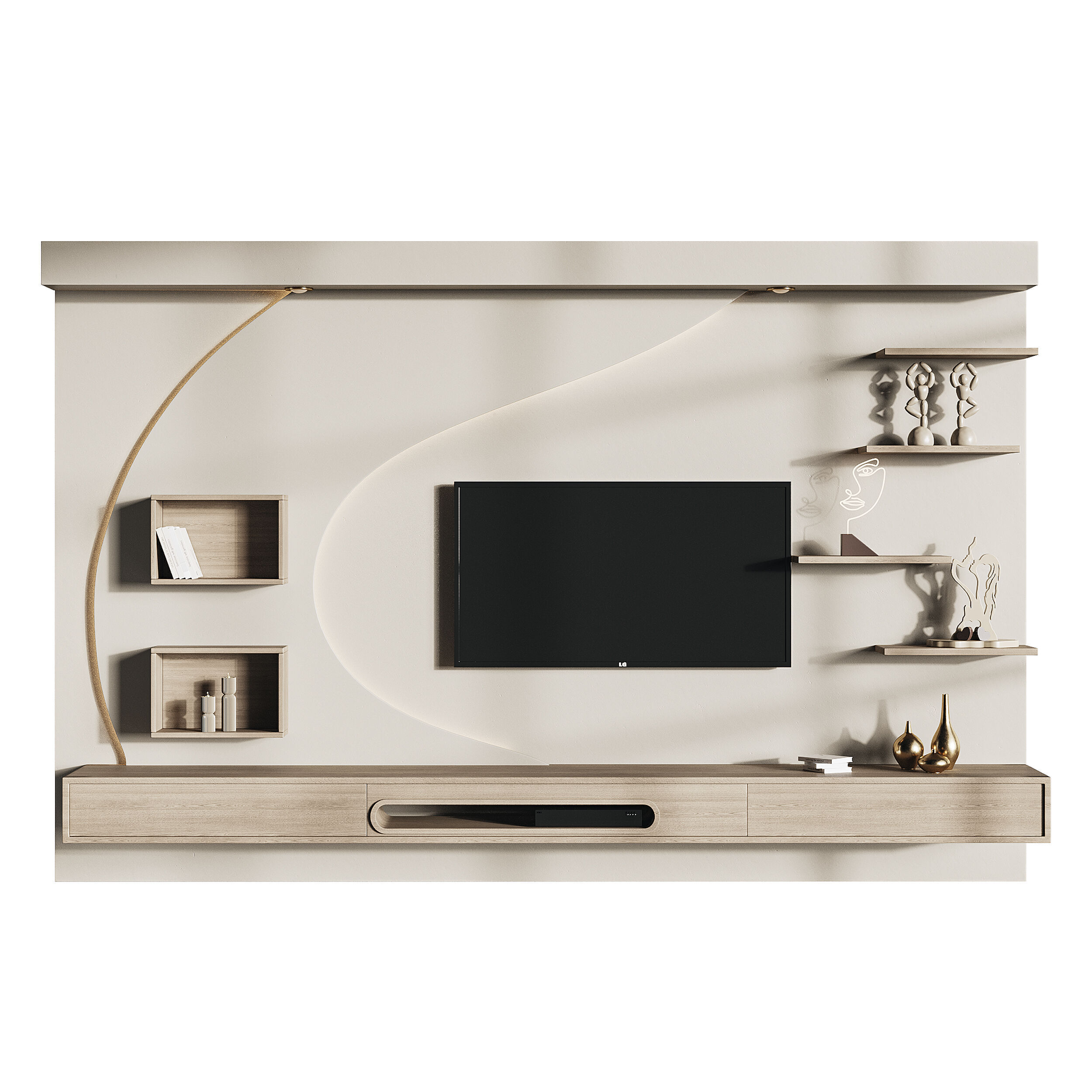 Modern TV Wall 06 3D model_8