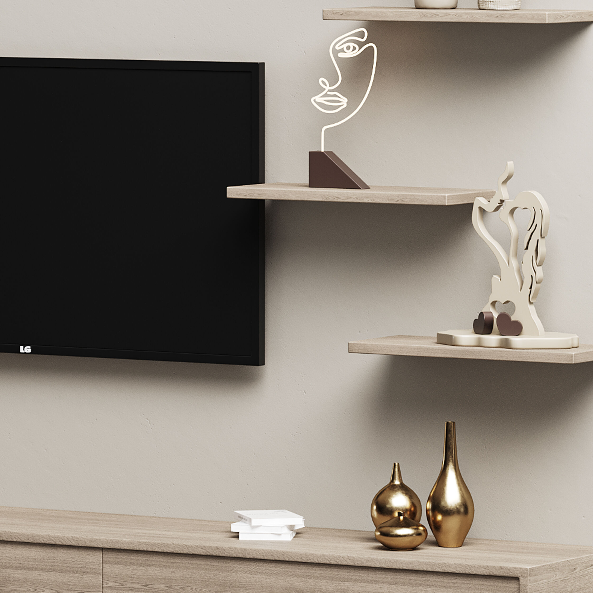 Modern TV Wall 06 3D model_10