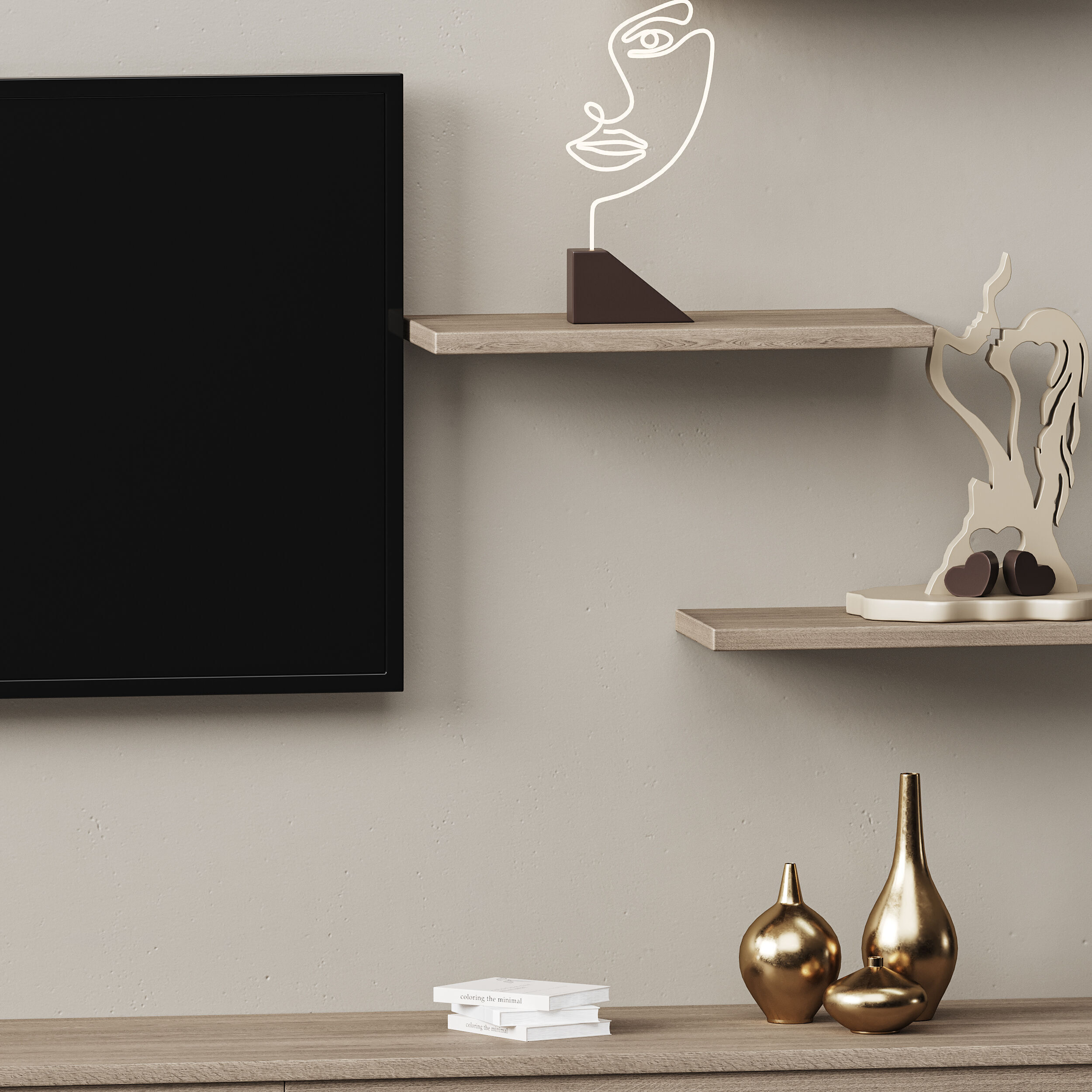 Modern TV Wall 06 3D model_5