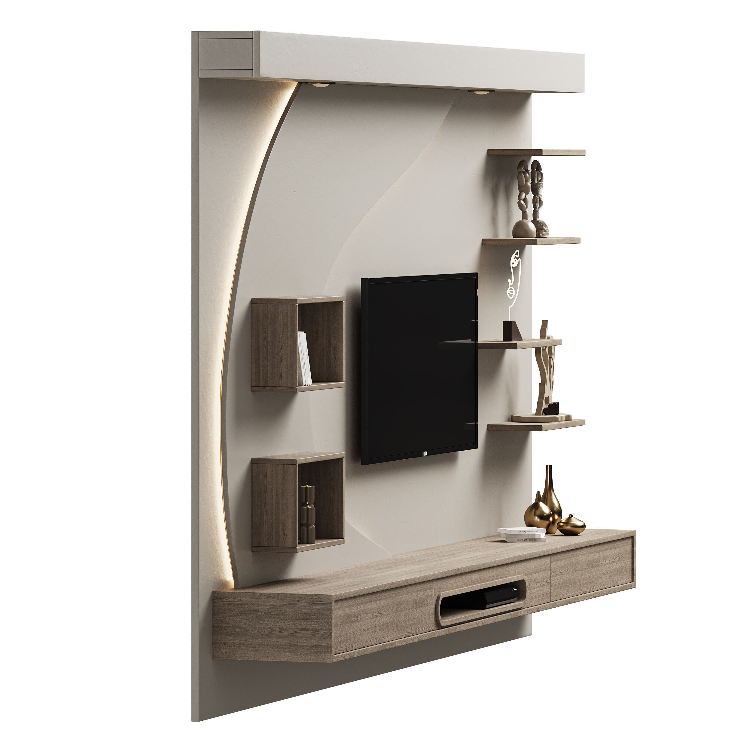 Modern TV Wall 06 3D model_6