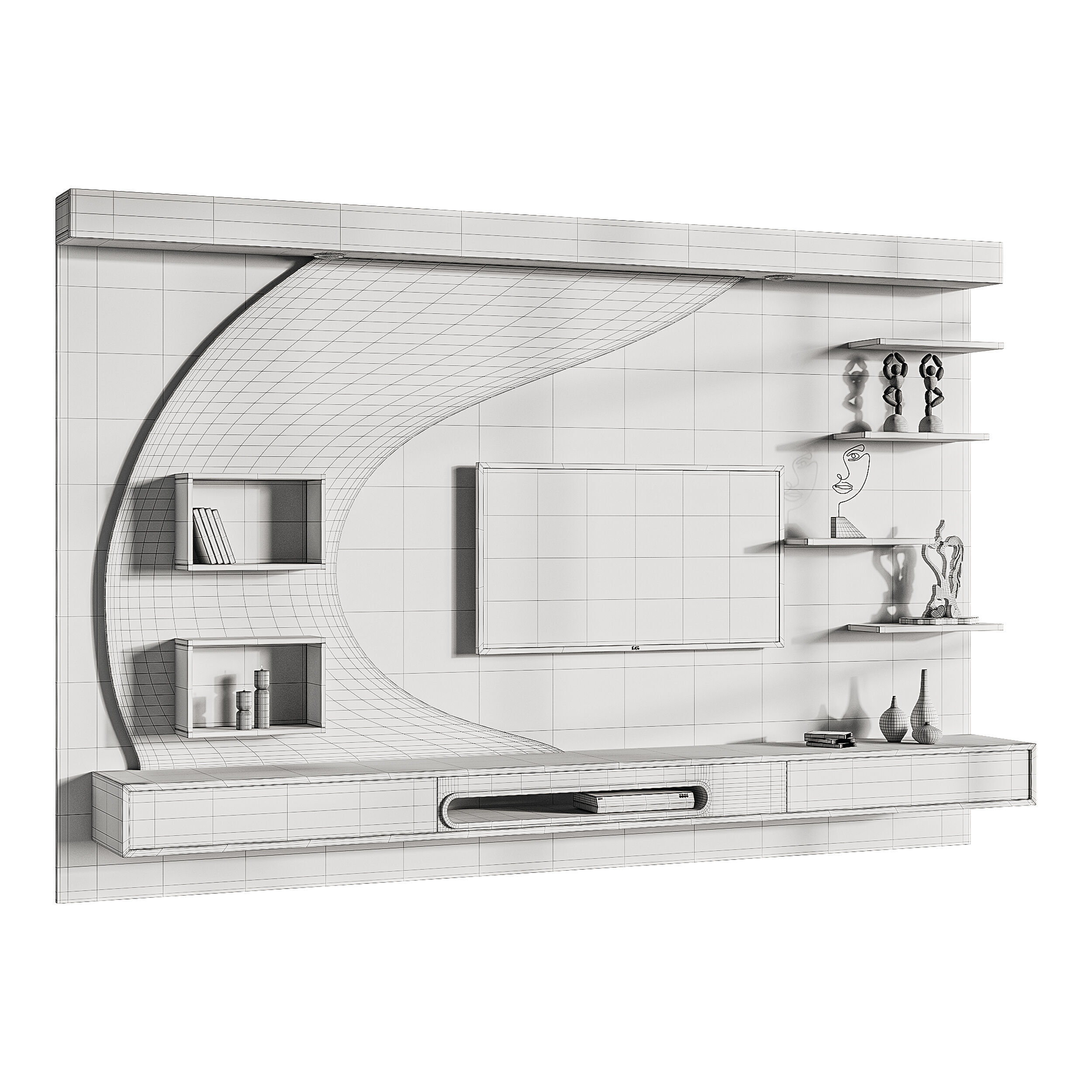 Modern TV Wall 06 3D model_13
