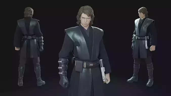 Anakin Skywalker Animation-Ready Jedi Knight Low-poly 3D model