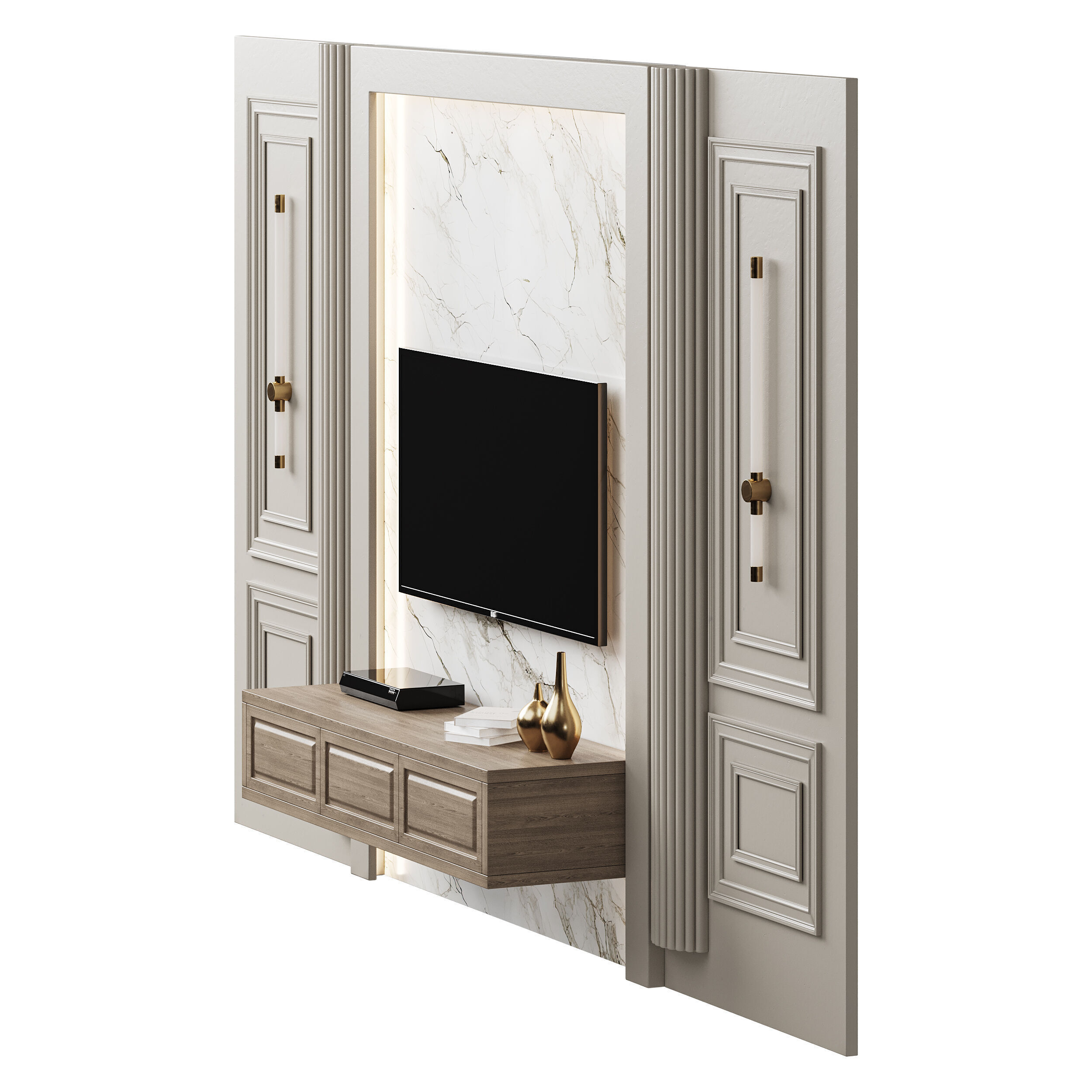 Modern TV Wall 07 3D model_4