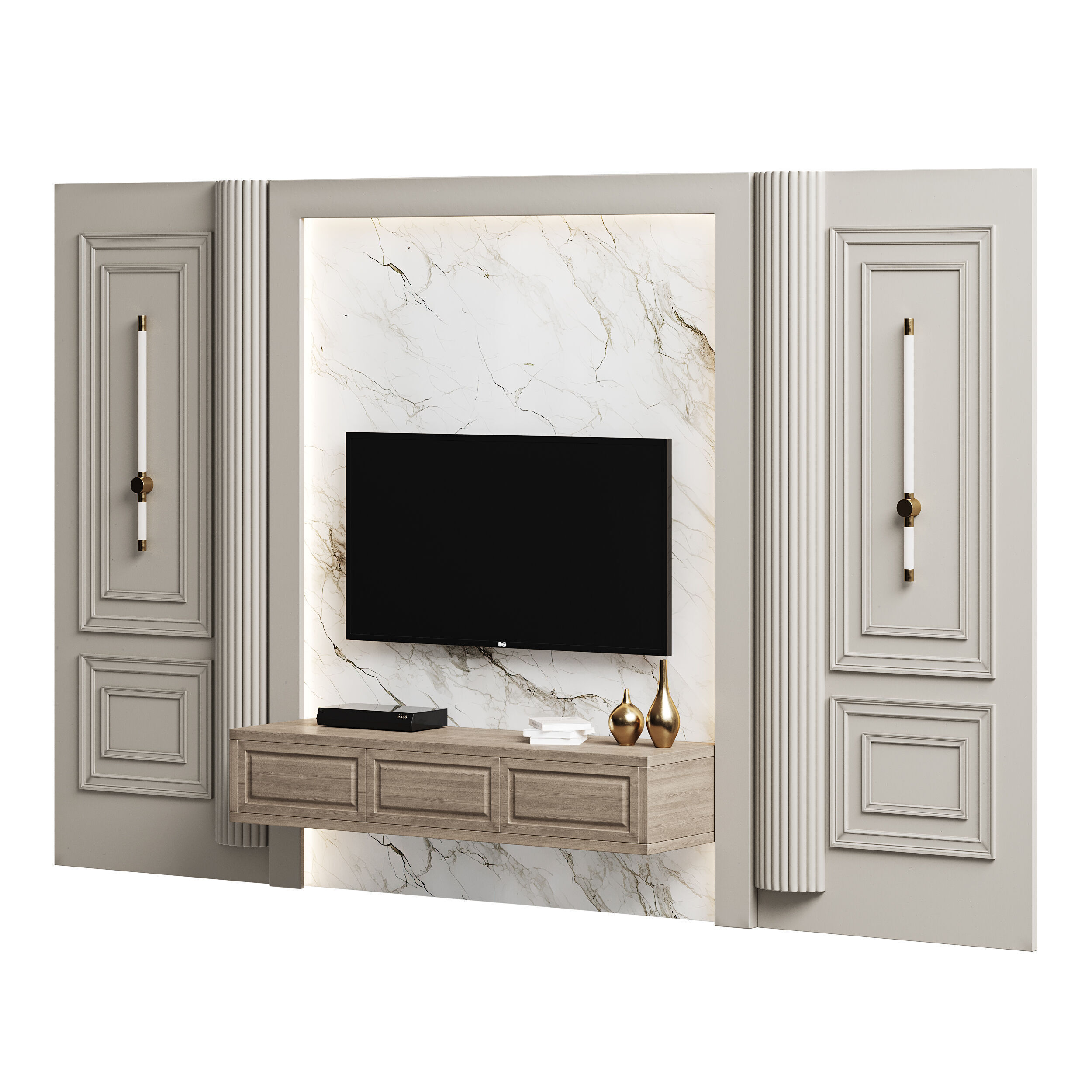 Modern TV Wall 07 3D model_1