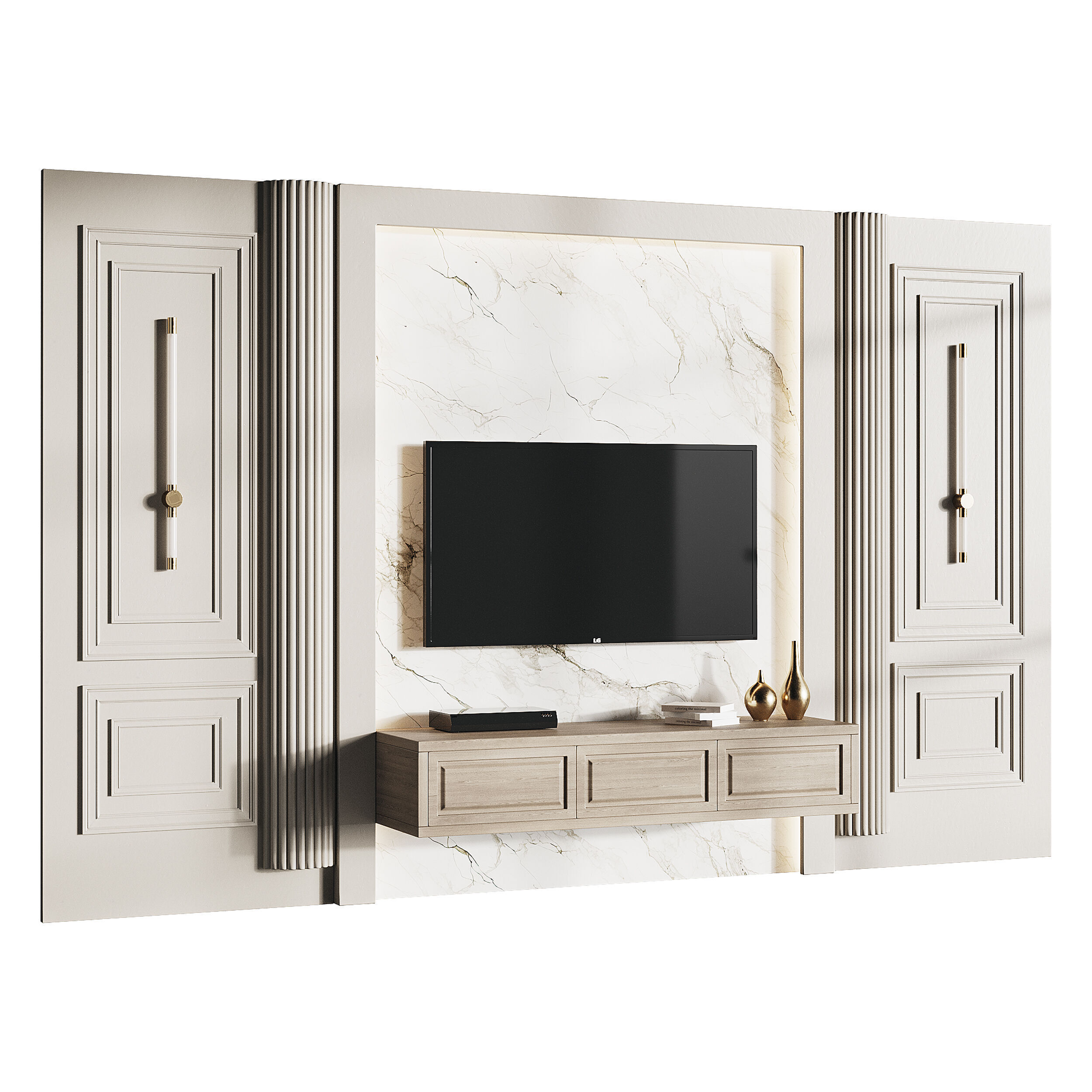 Modern TV Wall 07 3D model_7