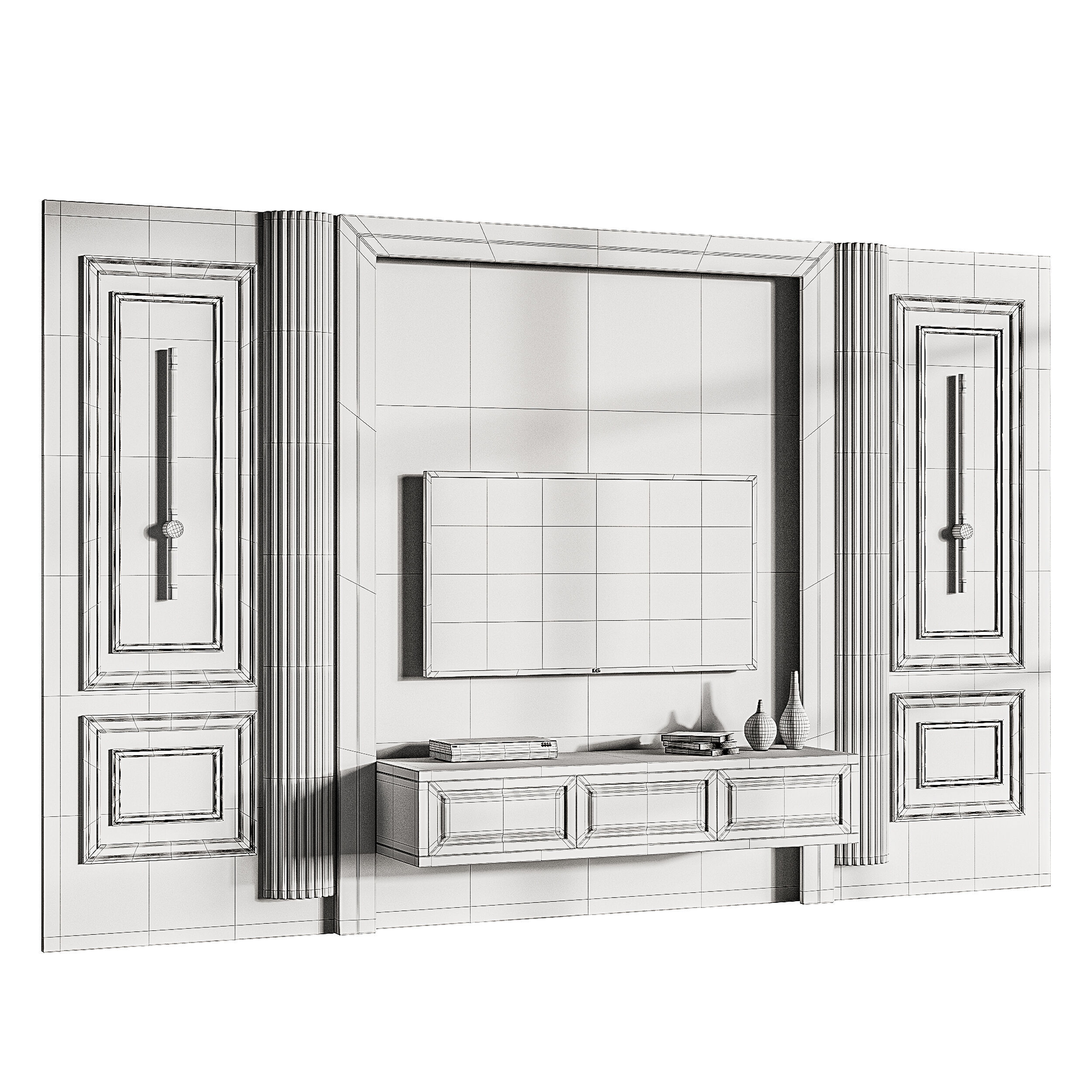 Modern TV Wall 07 3D model_13