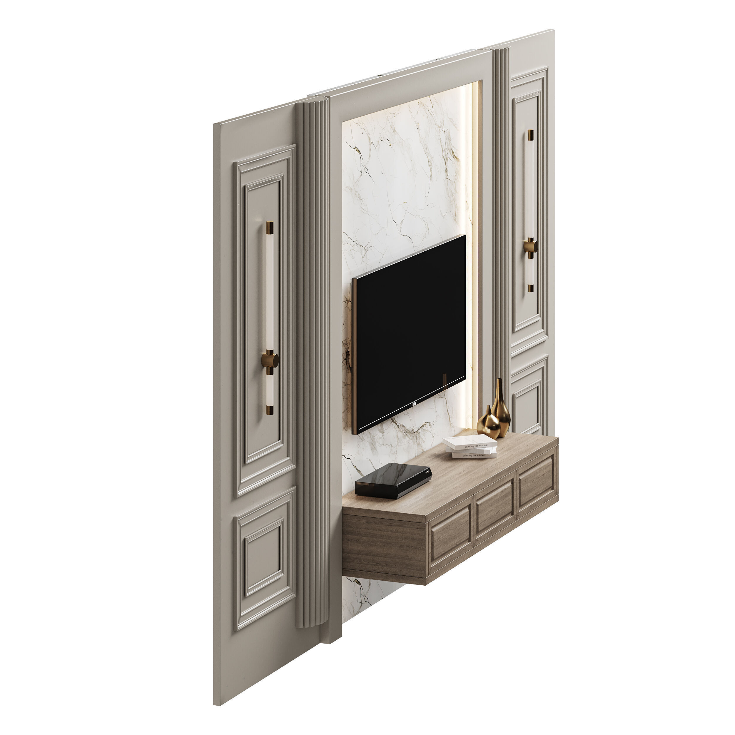 Modern TV Wall 07 3D model_2