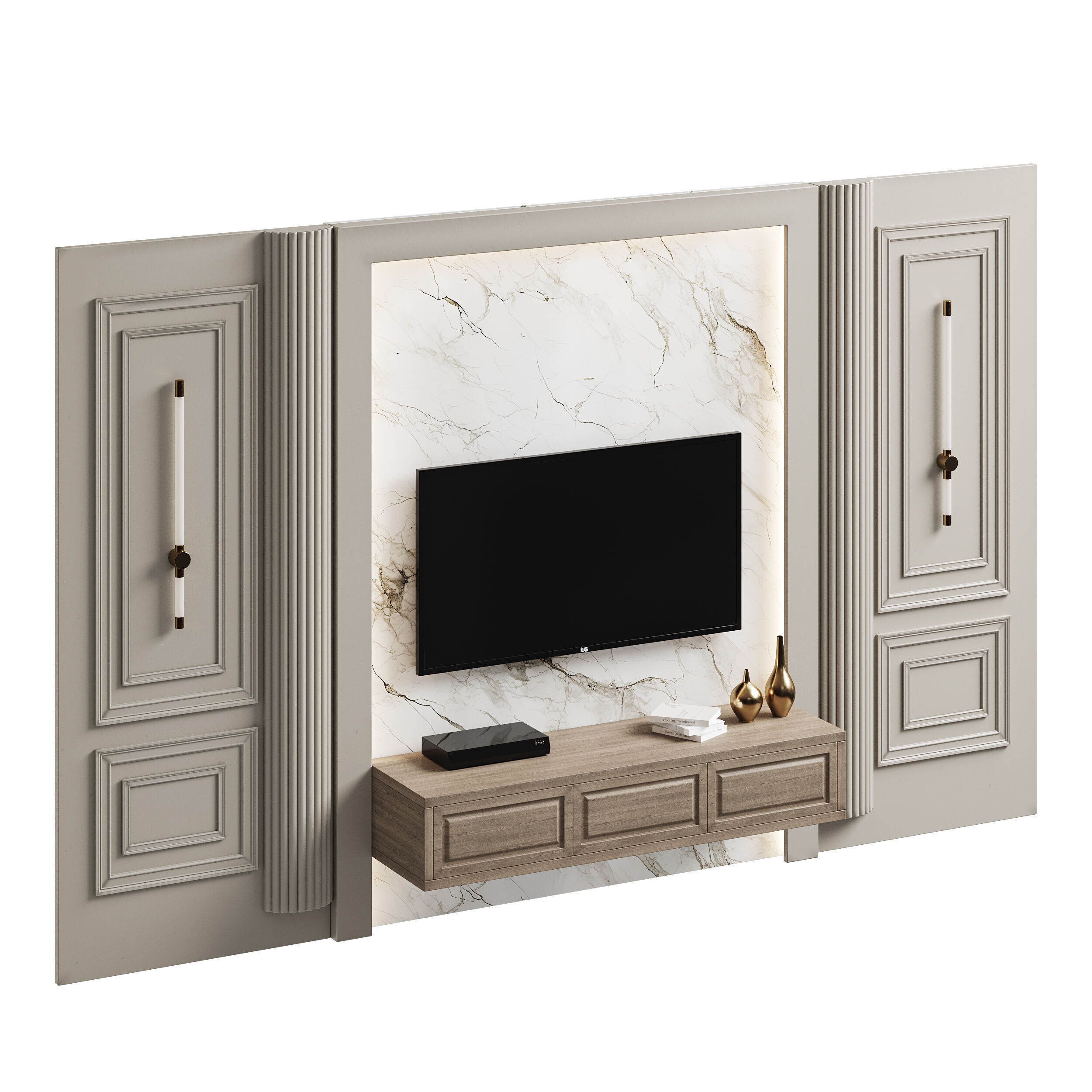 Modern TV Wall 07 3D model_3