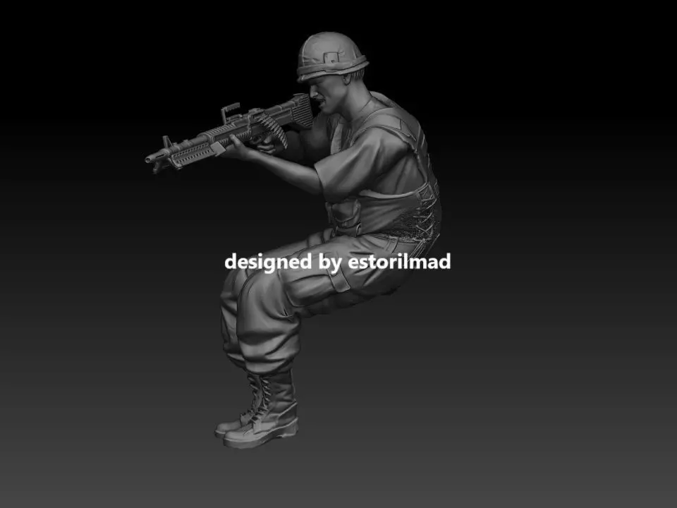 AMERICAN SOLDIER VIETNAM M60 3D print model