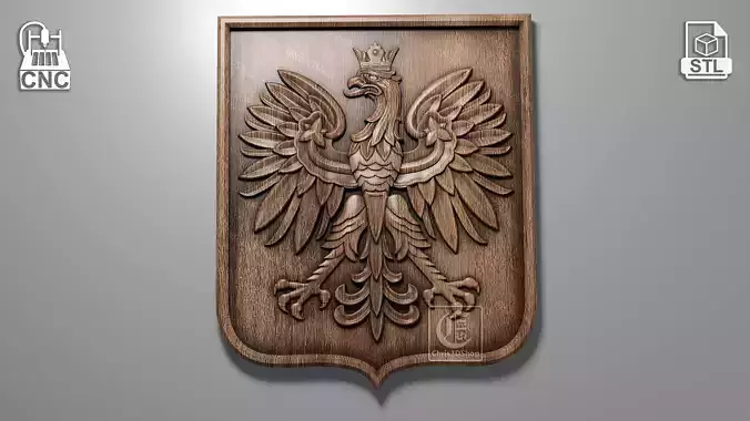 Coat of arms of Poland - Digital model for CNC and 3D Printer