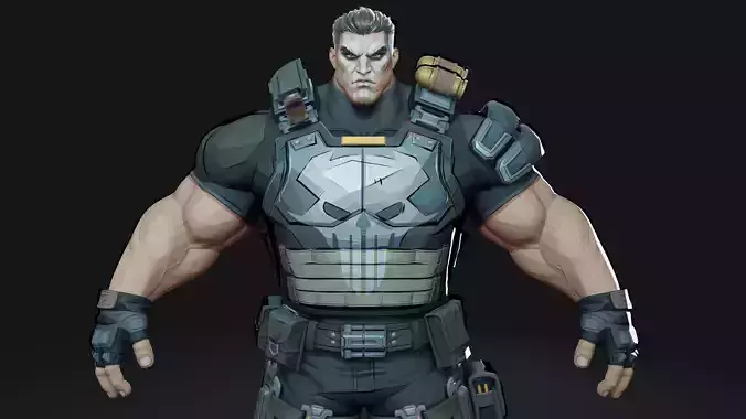 Punisher Marvel Rivals Low-poly 3D model