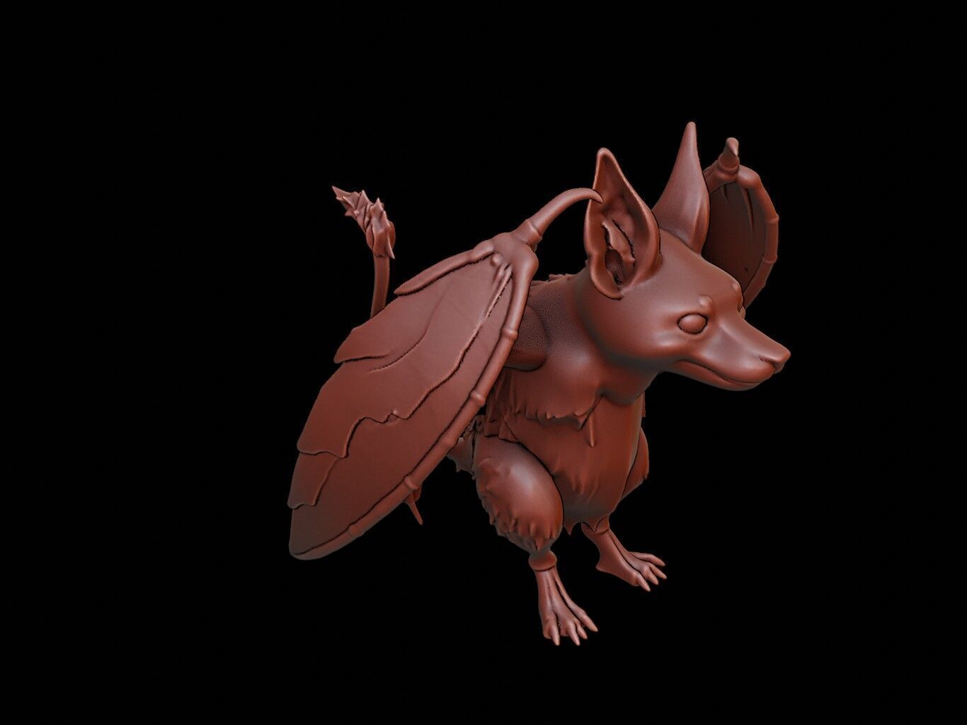 Bat Animal Sculpture 3D print model_1