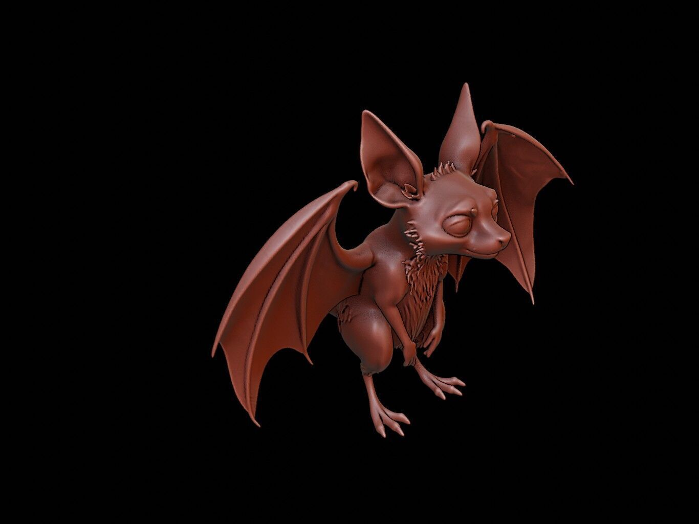 Bat Animal Sculpture 3D print model_1