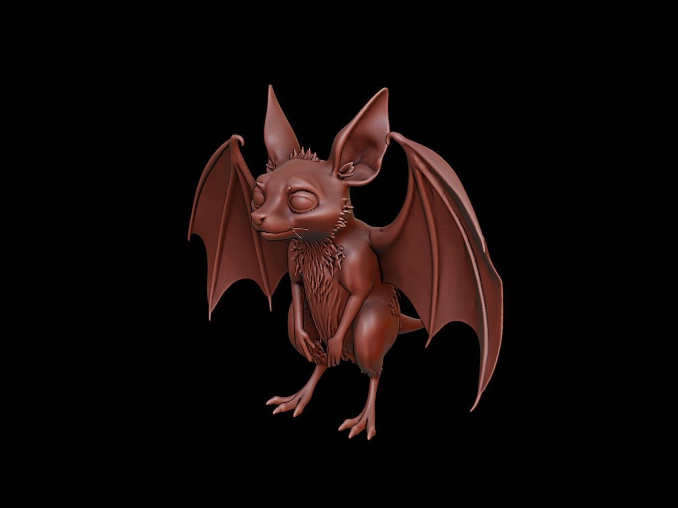 Bat Animal Sculpture 3D print model_2