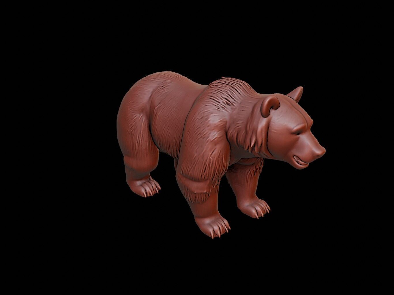 Brown Bear Animal Sculpture 3D print model_1