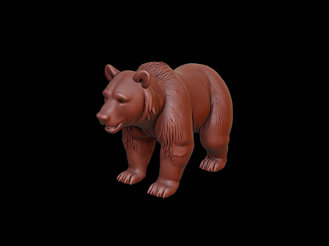 Brown Bear Animal Sculpture 3D print model_2