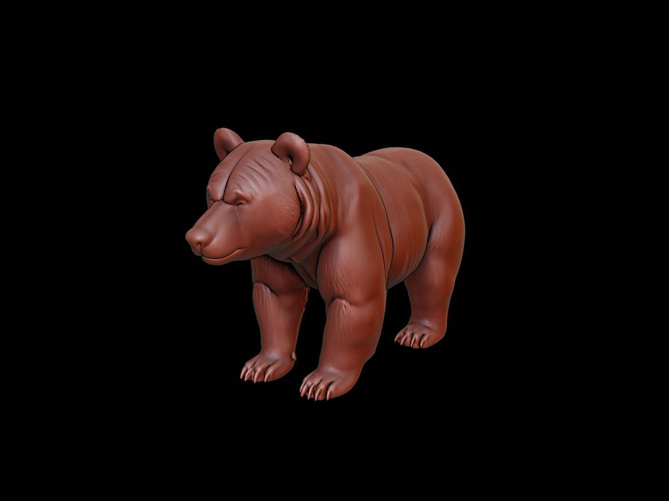 Brown Bear Animal Sculpture 3D print model_2