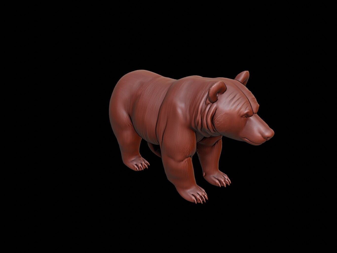 Brown Bear Animal Sculpture 3D print model_1